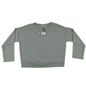 Cable & Gauge Gray Cropped Sweatshirt Long Sleeve Pullover Size‎ L